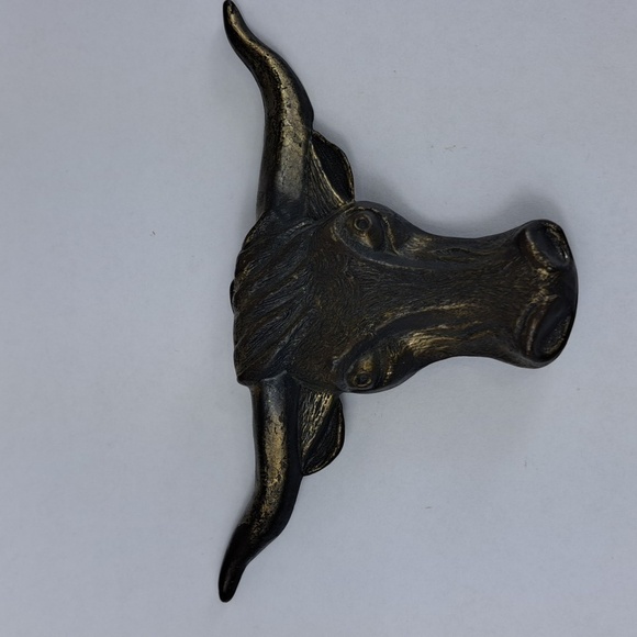 VIintage 70's MBCI steer longhorn cow western cowboy brass belt buckle - Picture 1 of 4